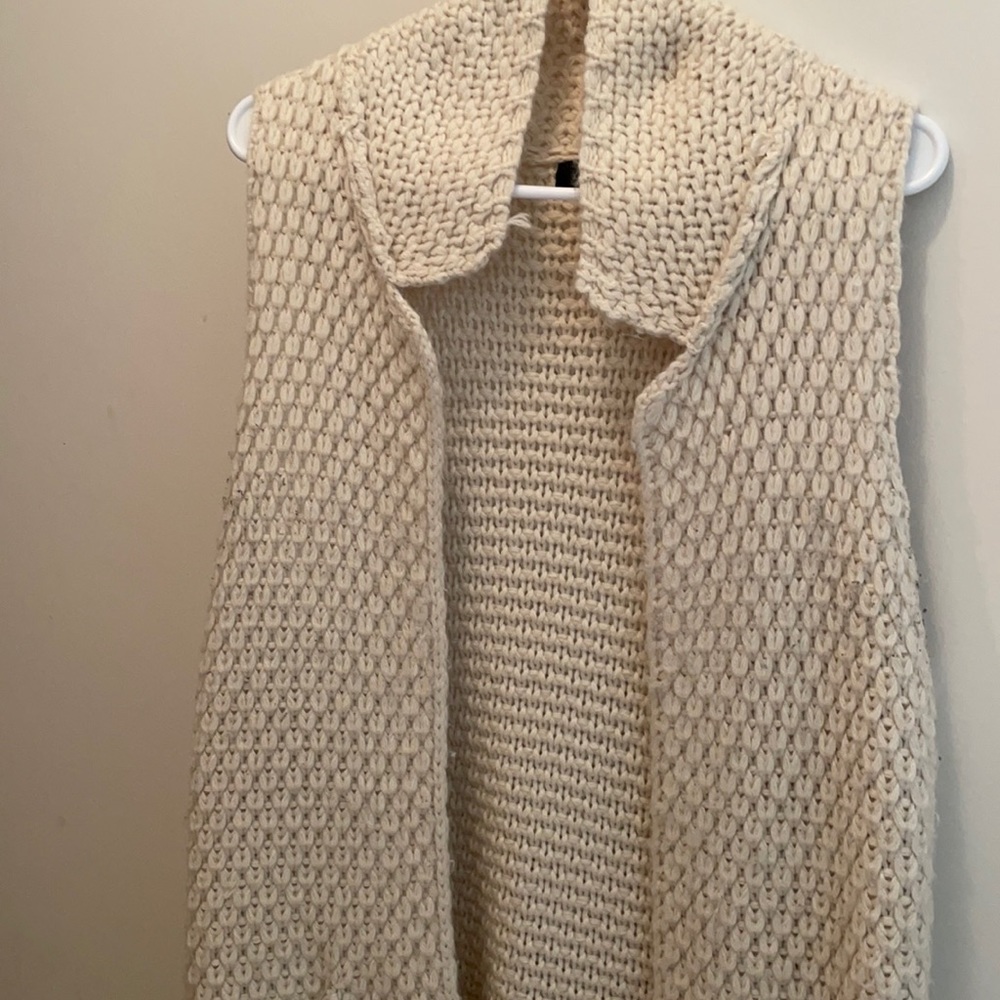 Fall Sweater Vest Cream tunic length